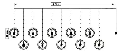 Pisca-pisca De Natal Chibralli Chibralli Cortina 31056 2.5m De Comprimento 110v/220v - Branco Quente Com Fio Transparente