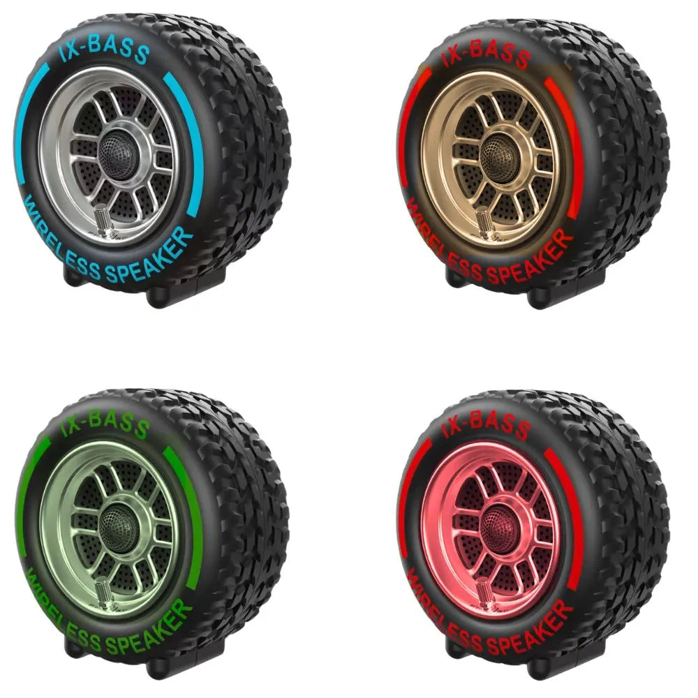 CAIXA DE SOM BLUETOOTH RODA PNEU X-BASS 10W COM LED RGB- ALTOMEX - AL-779