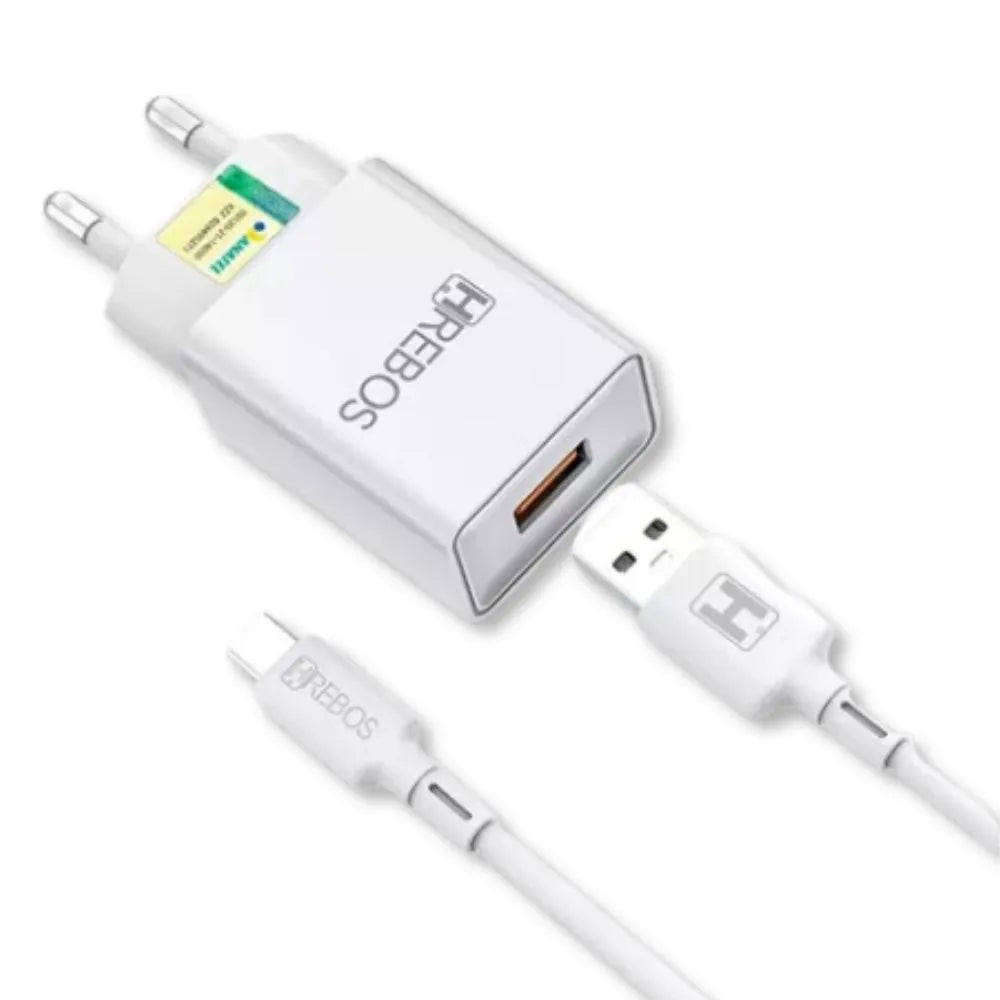 KIT CARREGADOR DE CELULAR 2.4A 12W + CABO - HREBOS - HS-150