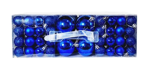 Kit C/100 Bolas De Natal Lisas/foscas/glitter - Azul