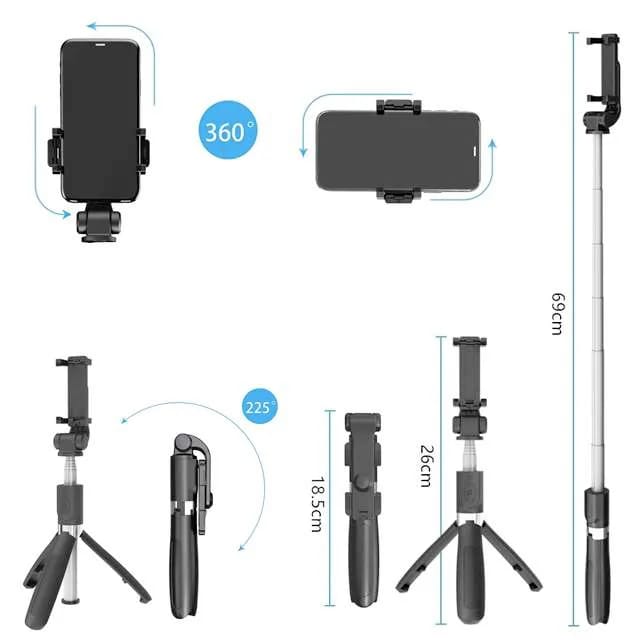 Kit Vlog - Microfone de Lapela Sem fio + Tripé com Controle remoto