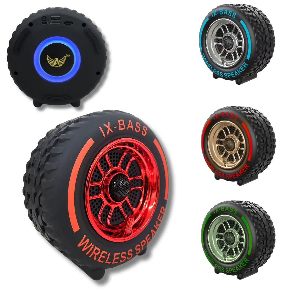 CAIXA DE SOM BLUETOOTH RODA PNEU X-BASS 10W COM LED RGB- ALTOMEX - AL-779