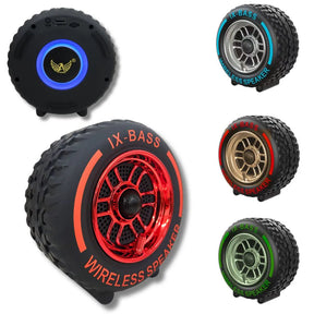 CAIXA DE SOM BLUETOOTH RODA PNEU X-BASS 10W COM LED RGB- ALTOMEX - AL-779