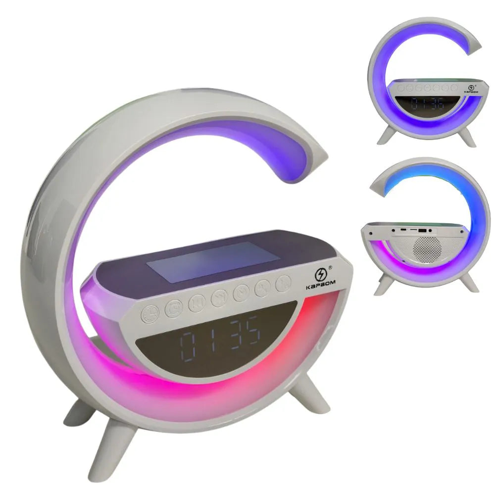 CAIXA DE SOM LUMINÁRIA G C/ RELÓGIO E CARREGADOR POR INDUÇÃO - XTRAD - XDG-8601