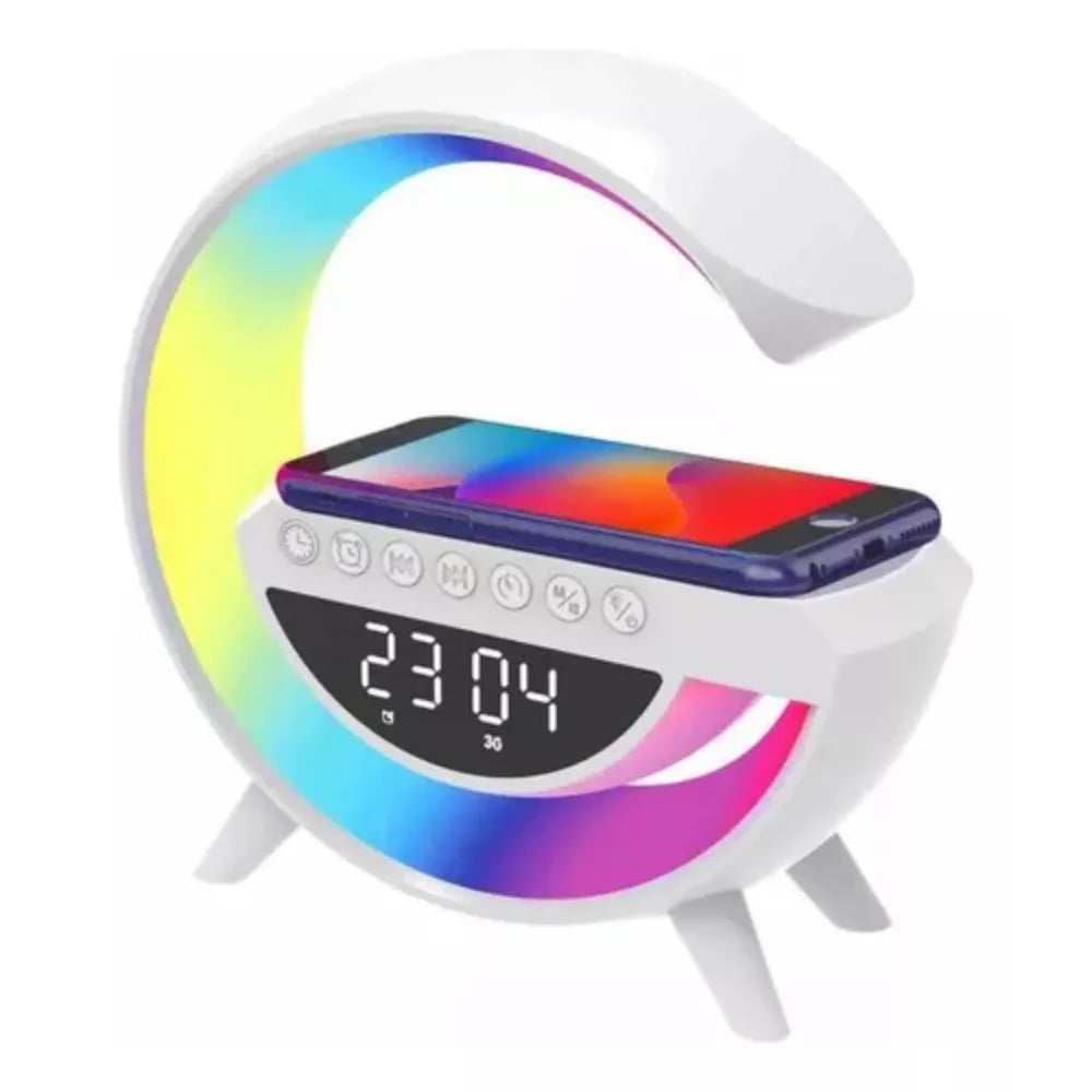 CAIXA DE SOM LUMINÁRIA G C/ RELÓGIO E CARREGADOR POR INDUÇÃO - XTRAD - XDG-8601