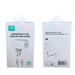 KIT CARREGADOR 2 USB-C 1.2M 35W - FAM