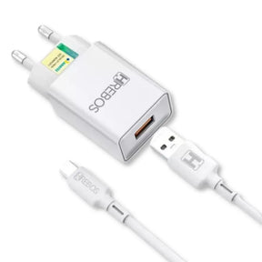 KIT CARREGADOR DE CELULAR 2.4A 12W + CABO - HREBOS - HS-150