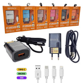 KIT CARREGADOR DE CELULAR 2.4A USB COLORIDO - HREBOS - HS-390