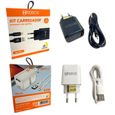 KIT CARREGADOR DE CELULAR 3.1A 15W + CABO - HREBOS - HS-151