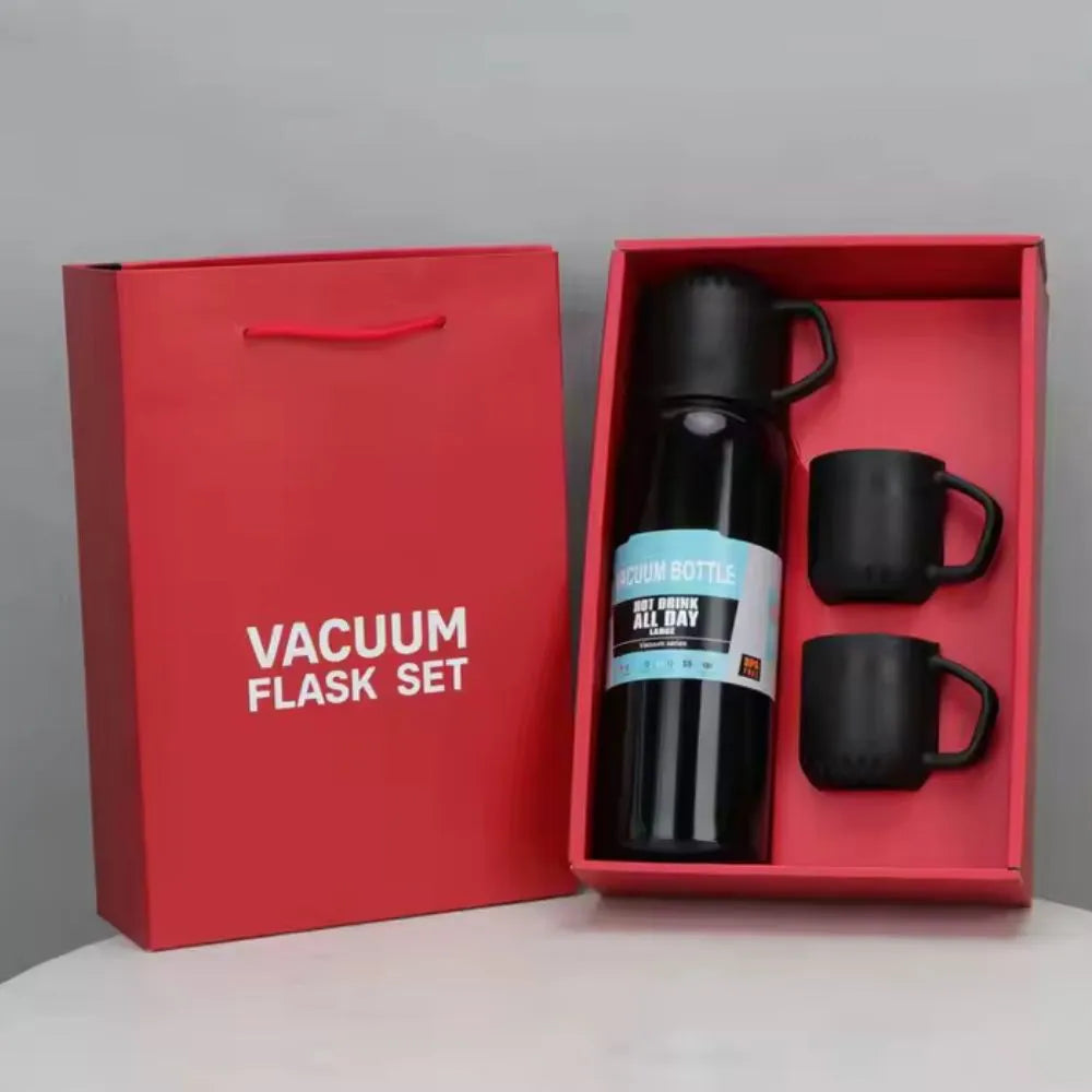 Kit Garrafa Térmica Inox (Apenas Preto) 500ml + 3 Canecas - YT-1020-1