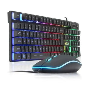 KIT TECLADO E MOUSE GAMER COM FIO LED RGB - EXBOM - BK-G550