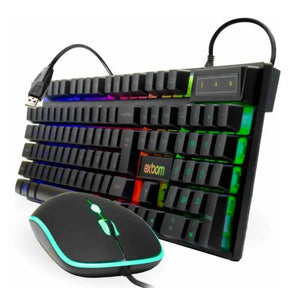 KIT TECLADO E MOUSE GAMER COM FIO LED RGB - EXBOM - BK-G550